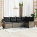 Gartensofa-set mit Kissen 5 pcs Grau Poly-Rattan
