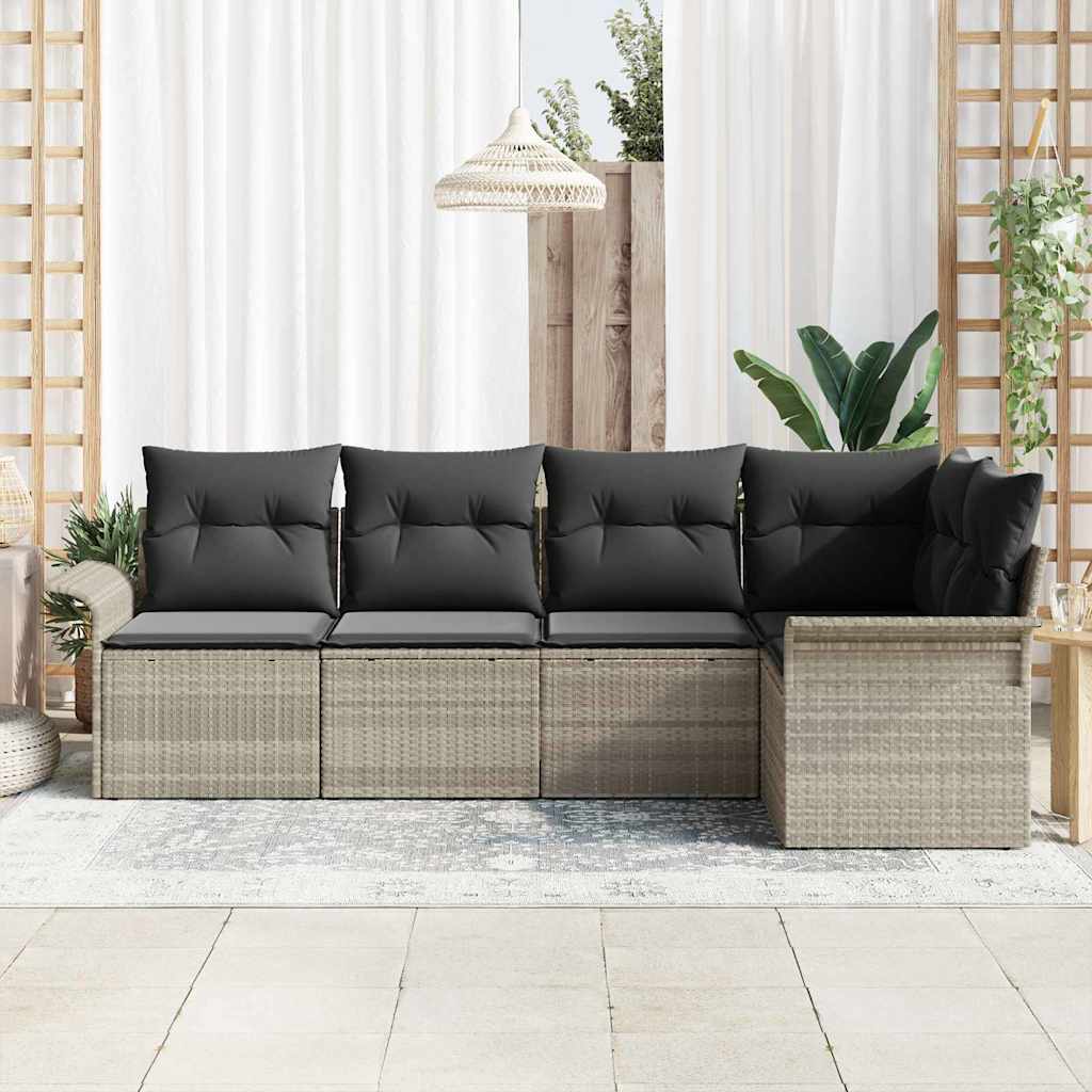 Gartensofa-set mit Kissen 5 pcs Poly-Rattan