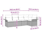 Gartensofa-set mit Kissen 5 pcs Poly-Rattan