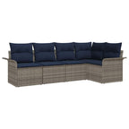 Gartensofa-set mit Kissen 5 pcs Grau Poly-Rattan