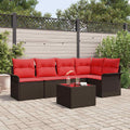 Gartensofa-set mit Kissen 6 pcs Braun Poly-Rattan