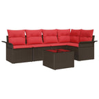 Gartensofa-set mit Kissen 6 pcs Braun Poly-Rattan