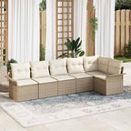 Gartensofa-set mit Kissen 6 pcs Beige Poly-Rattan