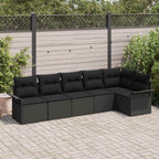 Gartensofa-set mit Kissen 6 pcs Schwarz Poly-Rattan