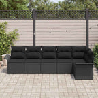 Gartensofa-set mit Kissen 6 pcs Schwarz Poly-Rattan