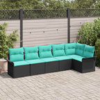Gartensofa-set mit Kissen 6 pcs Schwarz Poly-Rattan