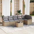 Gartensofa-set mit Kissen 7 pcs Beige Poly-Rattan