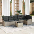 Gartensofa-set mit Kissen 7 pcs Hellgrau Poly-Rattan