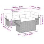 Gartensofa-set mit Kissen 7 pcs Schwarz Poly-Rattan