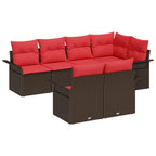 Gartensofa-set mit Kissen 7 pcs Braun Poly-Rattan