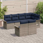 Gartensofa-set mit Kissen 7 pcs Grau Poly-Rattan