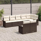 Gartensofa-set mit Kissen 8 pcs Braun Poly-Rattan