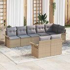 Gartensofa-set mit Kissen 8 pcs Beige Poly-Rattan