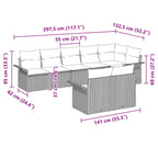 Gartensofa-set mit Kissen 8 pcs Grau Poly-Rattan
