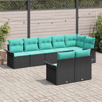Gartensofa-set mit Kissen 8 pcs Schwarz Poly-Rattan