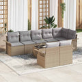 Gartensofa-set mit Kissen 9 pcs Beige Poly-Rattan