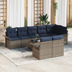Gartensofa-set mit Kissen 9 pcs Grau Poly-Rattan