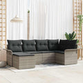 Gartensofa-set mit Kissen 6 pcs Hellgrau Poly-Rattan