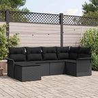 Gartensofa-set mit Kissen 6 pcs Schwarz Poly-Rattan