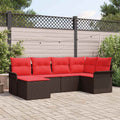 Gartensofa-set mit Kissen 6 pcs Braun Poly-Rattan