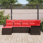 Gartensofa-set mit Kissen 6 pcs Braun Poly-Rattan