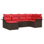 Gartensofa-set mit Kissen 6 pcs Braun Poly-Rattan
