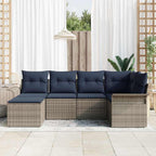 Gartensofa-set mit Kissen 6 pcs Grau Poly-Rattan
