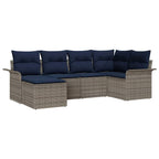 Gartensofa-set mit Kissen 6 pcs Grau Poly-Rattan