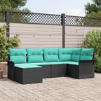 Gartensofa-set mit Kissen 6 pcs Schwarz Poly-Rattan