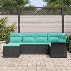 Gartensofa-set mit Kissen 6 pcs Schwarz Poly-Rattan
