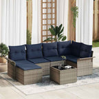 Gartensofa-set mit Kissen Grau Poly-Rattan