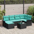 Gartensofa-set mit Kissen Schwarz Poly-Rattan