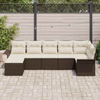 Gartensofa-set mit Kissen 7 pcs Braun Poly-Rattan