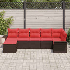 Gartensofa-set mit Kissen Braun Poly-Rattan