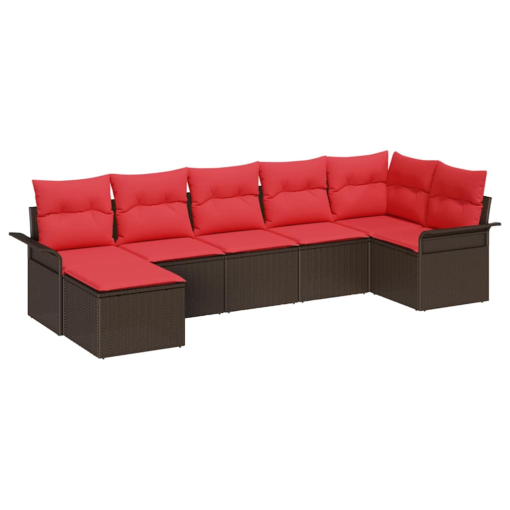 Gartensofa-set mit Kissen Braun Poly-Rattan