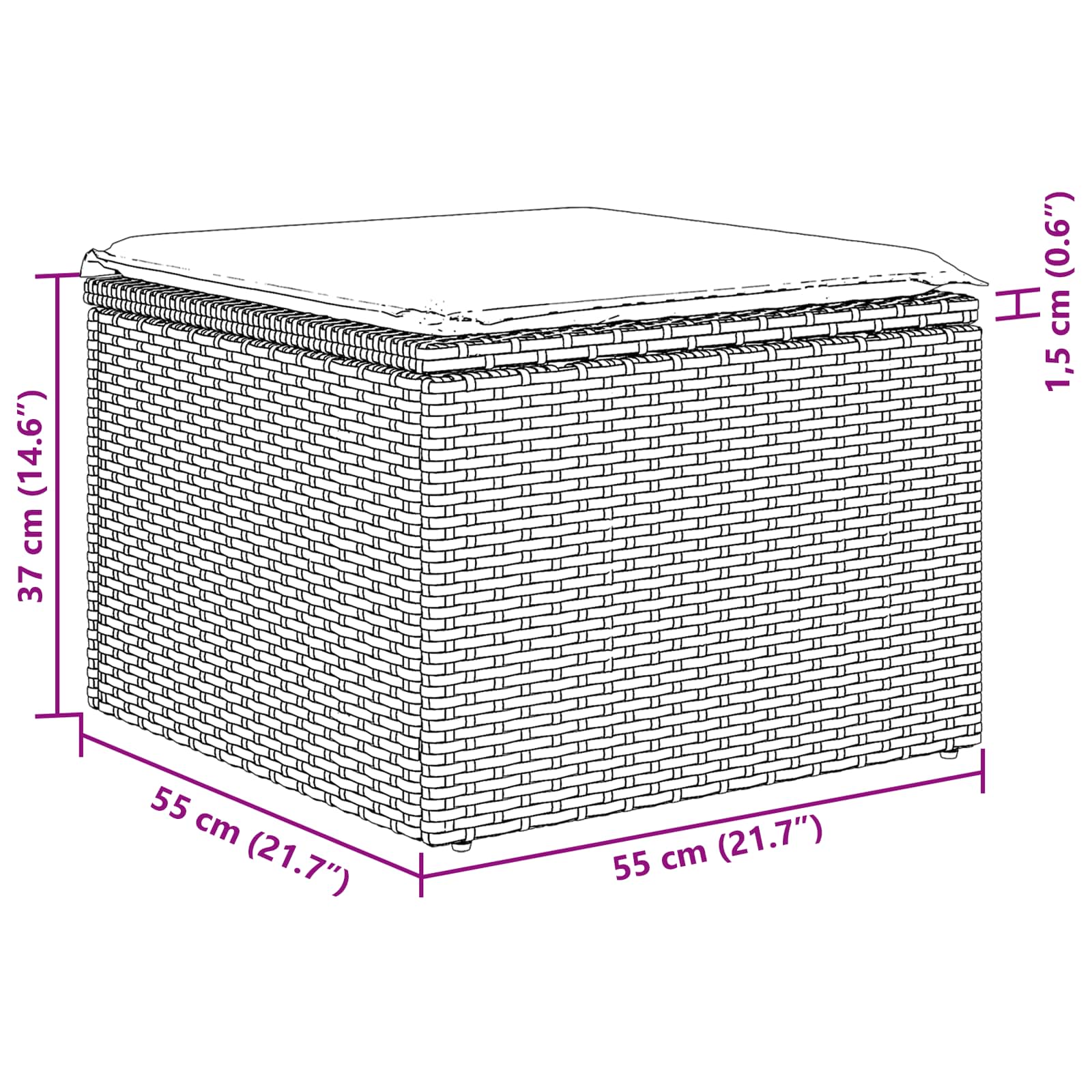 Gartensofa-set mit Kissen Grau Poly-Rattan