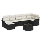 Gartensofa-set mit Kissen 8 pcs Schwarz Poly-Rattan
