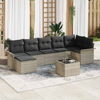 Gartensofa-set mit Kissen 8 pcs Hellgrau Poly-Rattan
