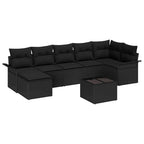 Gartensofa-set mit Kissen 8 pcs Schwarz Poly-Rattan