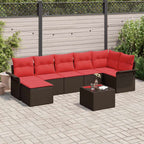 Gartensofa-set mit Kissen 8 pcs Braun Poly-Rattan