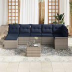 Gartensofa-set mit Kissen 8 pcs Grau Poly-Rattan