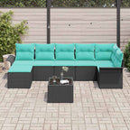 Gartensofa-set mit Kissen 8 pcs Schwarz Poly-Rattan