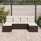 Gartensofa-set mit Kissen 6 pcs Braun Poly-Rattan