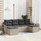 Gartensofa-set mit Kissen 6 pcs Hellgrau Poly-Rattan