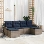 Gartensofa-set mit Kissen 6 pcs Grau Poly-Rattan
