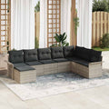 Gartensofa-set mit Kissen 8 pcs Hellgrau Poly-Rattan
