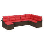 Gartensofa-set mit Kissen 8 pcs Braun Poly-Rattan