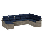 Gartensofa-set mit Kissen 8 pcs Grau Poly-Rattan