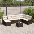 Garten-Sofa-Set mit Kissen 9 pcs Braun Poly Rattan
