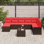 Gartensofa-set mit Kissen 9 pcs Braun Poly-Rattan